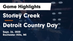 Stoney Creek  vs Detroit Country Day  Game Highlights - Sept. 26, 2020