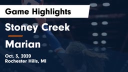 Stoney Creek  vs Marian  Game Highlights - Oct. 3, 2020