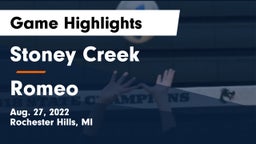 Stoney Creek  vs Romeo  Game Highlights - Aug. 27, 2022