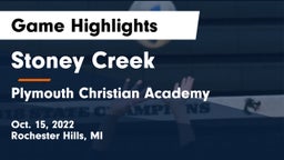 Stoney Creek  vs Plymouth Christian Academy  Game Highlights - Oct. 15, 2022