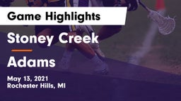 Stoney Creek  vs Adams  Game Highlights - May 13, 2021