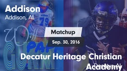 Matchup: Addison vs. Decatur Heritage Christian Academy  2016