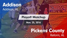 Matchup: Addison vs. Pickens County  2016