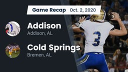 Recap: Addison  vs. Cold Springs  2020