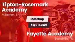 Matchup: Tipton-Rosemark Acad vs. Fayette Academy  2020