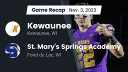 Recap: Kewaunee  vs. St. Mary's Springs Academy  2023
