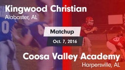 Matchup: Kingwood Christian vs. Coosa Valley Academy  2016