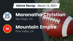 Recap: Maranatha Christian  vs. Mountain Empire  2021