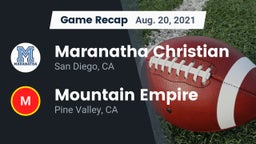 Recap: Maranatha Christian  vs. Mountain Empire  2021