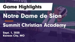 Notre Dame de Sion  vs Summit Christian Academy Game Highlights - Sept. 1, 2020
