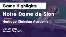 Notre Dame de Sion  vs Heritage Christian Academy Game Highlights - Oct. 20, 2020