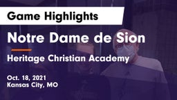 Notre Dame de Sion  vs Heritage Christian Academy Game Highlights - Oct. 18, 2021