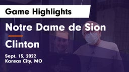Notre Dame de Sion  vs Clinton  Game Highlights - Sept. 15, 2022