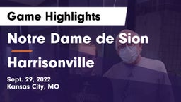 Notre Dame de Sion  vs Harrisonville  Game Highlights - Sept. 29, 2022