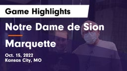 Notre Dame de Sion  vs Marquette  Game Highlights - Oct. 15, 2022