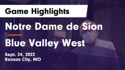 Notre Dame de Sion  vs Blue Valley West  Game Highlights - Sept. 24, 2022