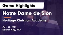 Notre Dame de Sion  vs Heritage Christian Academy Game Highlights - Oct. 17, 2022