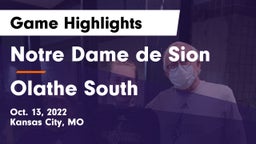 Notre Dame de Sion  vs Olathe South  Game Highlights - Oct. 13, 2022