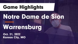 Notre Dame de Sion  vs Warrensburg  Game Highlights - Oct. 21, 2022