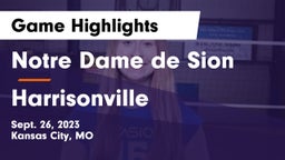 Notre Dame de Sion  vs Harrisonville  Game Highlights - Sept. 26, 2023