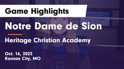 Notre Dame de Sion  vs Heritage Christian Academy Game Highlights - Oct. 16, 2023