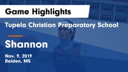 Tupelo Christian Preparatory School vs Shannon  Game Highlights - Nov. 9, 2019