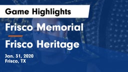 Frisco Memorial  vs Frisco Heritage  Game Highlights - Jan. 31, 2020