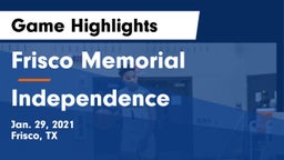 Frisco Memorial  vs Independence  Game Highlights - Jan. 29, 2021