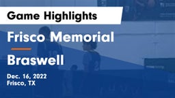 Frisco Memorial  vs Braswell  Game Highlights - Dec. 16, 2022