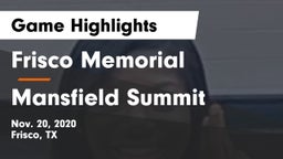 Frisco Memorial  vs Mansfield Summit  Game Highlights - Nov. 20, 2020