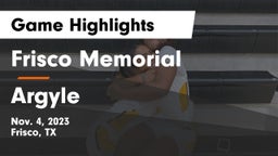 Frisco Memorial  vs Argyle  Game Highlights - Nov. 4, 2023