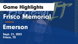 Frisco Memorial  vs Emerson  Game Highlights - Sept. 21, 2022