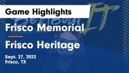 Frisco Memorial  vs Frisco Heritage  Game Highlights - Sept. 27, 2022