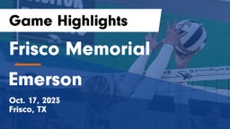 Frisco Memorial  vs Emerson  Game Highlights - Oct. 17, 2023