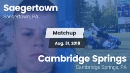 Matchup: Saegertown vs. Cambridge Springs  2018