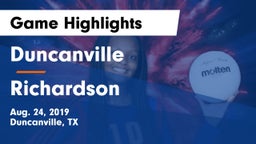 Duncanville  vs Richardson Game Highlights - Aug. 24, 2019