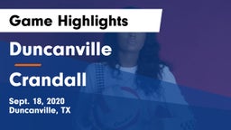 Duncanville  vs Crandall  Game Highlights - Sept. 18, 2020
