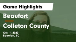 Beaufort  vs Colleton County  Game Highlights - Oct. 1, 2020