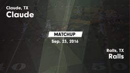 Matchup: Claude vs. Ralls  2016