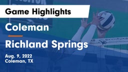 Coleman  vs Richland Springs Game Highlights - Aug. 9, 2022