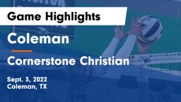 Coleman  vs Cornerstone Christian  Game Highlights - Sept. 3, 2022