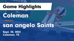 Coleman  vs san angelo Saints Game Highlights - Sept. 20, 2022