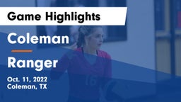 Coleman  vs Ranger Game Highlights - Oct. 11, 2022