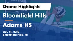 Bloomfield Hills  vs Adams HS Game Highlights - Oct. 15, 2020
