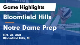 Bloomfield Hills  vs Notre Dame Prep Game Highlights - Oct. 28, 2020