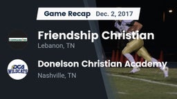 Recap: Friendship Christian  vs. Donelson Christian Academy  2017
