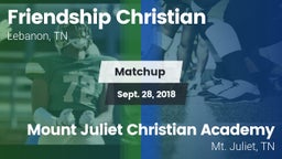Matchup: Friendship Christian vs. Mount Juliet Christian Academy  2018