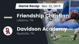 Recap: Friendship Christian  vs. Davidson Academy  2019