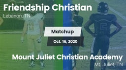 Matchup: Friendship Christian vs. Mount Juliet Christian Academy  2020