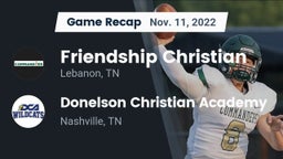 Recap: Friendship Christian  vs. Donelson Christian Academy  2022